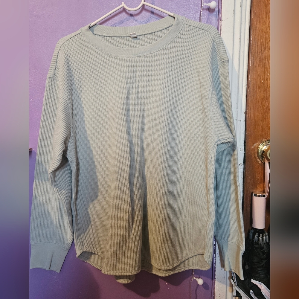 Uniqlo Light Green Waffle Knit Top